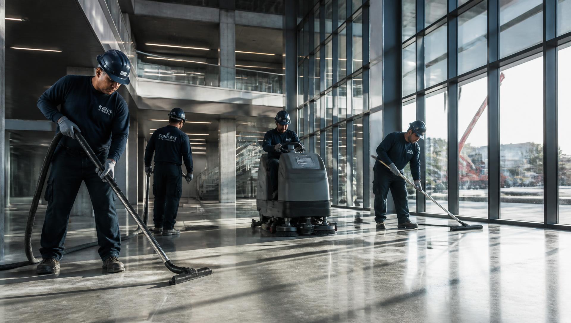XGM crew performing commercial construction cleaning